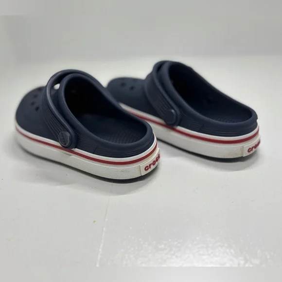 Crocs Kids Navy Clogs with white stripe size 10 - Picture 4 of 10